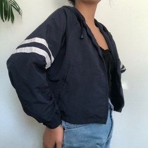 Brandy Melville navy blue windbreaker w/ stripes